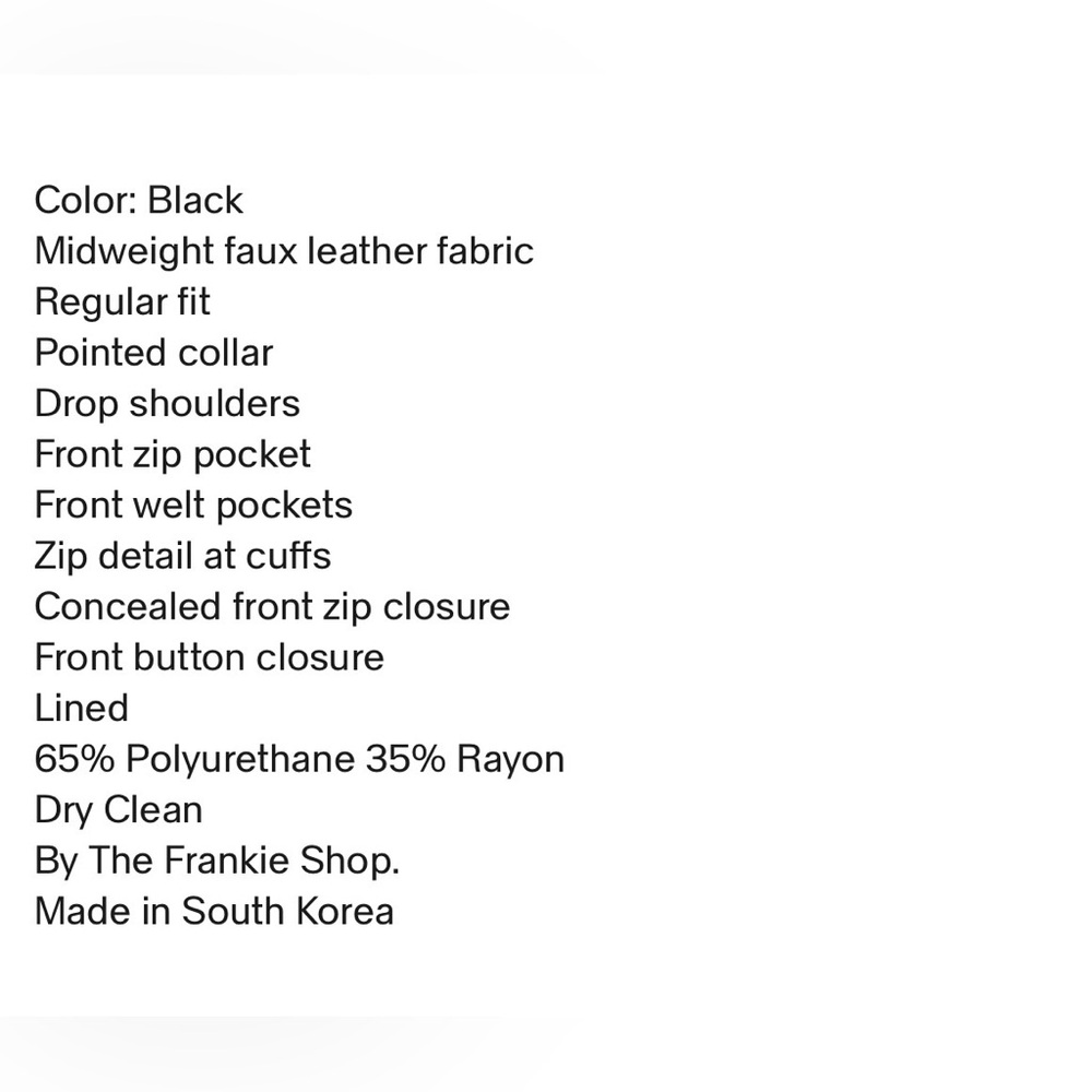 NEW The Frankie Shop ENORA FAUX LEATHER JACKET - BLACK - Picture 13 of 16